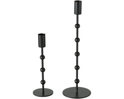 Boltze - Kaarsenhouders - Set/2 - Kandelaars - Zwart - Kimberly - Metaal - 20 en 30 cm hoog