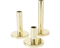 Boltze - Kaarsenhouders - Set/3 - Kandelaars - Glazend - Goud - Metaal - 8,12,16cm hoog