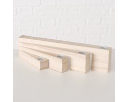 Boltze - Kandelaar - Ebba - Kaarsenhouder - Rechthoekig - 8x32 cm - voor 4 kaarsen - naturel hout