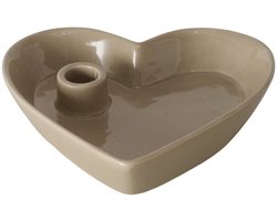 Boltze - Kandelaar - Kaarsenhouder - Hart - Hartvorm - Keramiek - Bruin/Beige - 4x18.50cm