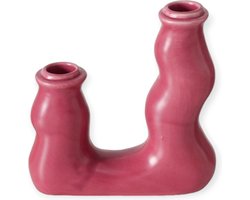 Boltze - Kandelaar - Kaarsenhouder - Limaro - Fuchsia - 15 cm hoog