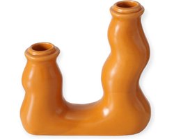 Boltze - Kandelaar - Kaarsenhouder - Limaro - Oranje - Keramiek - 15cm