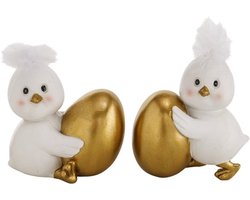 Boltze - Paaskuiken - Chickie - Beeldjes - Sculpturen - Keramiek - Pasen - Set van 2