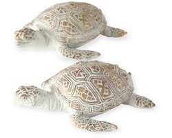 Boltze - Schildpadjes - Set van 2 - Schildpadden - Handgemaakt - Polyresin - 13x10x4.5cm