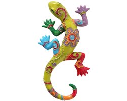 Boltze - Sculptuur - Wanddecoratie - Decoratie - Beeld - Hagedis - Multicolour - Lime Groen