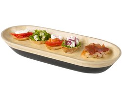 Boltze Serveerschaal Bambo - 40 x 15 cm - zwart - bamboe - broodmand/schaal