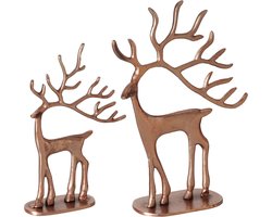 Boltze – Set van 2 – Herten – Rendieren – Rosegold – Metaal – Kerst – 24 en 31 cm hoog