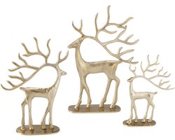 Boltze - Set van 3 - Herten - Rendieren - Goud - Metaal - Kerst - 24,31 en 39cm hoog