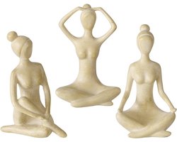 Boltze - Set/3 - Beelden - Sculpturen - Figuren - Yoga - Vrouw - Hoogte 10 cm
