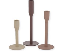 Boltze - Set/3 - Kaarsenhouders - Kandelaar - Masdour - Beige, Taupe, Donker roze