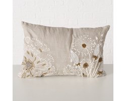 Boltze - Sierkussen - Kussen - Finna – 60x40 cm - Linnen - Handgeweven - Beige,Crème,Wit