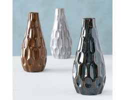 Boltze - Vaas - Fles - 3 set - bruin - grijs - Aardewerk - 23cm - Ø 9cm