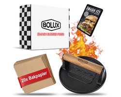 Bolux® Smash Burger Set - 3 delig - met gratis E-book - bbq - Hamburgerpers - Press - Gietijzer - BBQ Accesoires - Kamado - Vaderdag - Cadeau