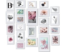 bomoe Blossom – Fotolijst Collage – Set van 24 Fotolijstje 10x 10,5x15cm / 8x 13x18cm / 4x 15x20cm / 2x 20x30 – Kunststof Wit