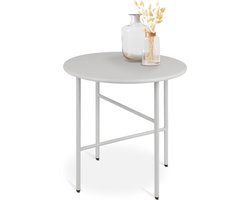 bomoe Finn – Ronde Bijzettafel Metaal Licht Grijs – Ø 44 cm Tafelblad Krasbestendig – Stabiel, Lichtgewicht Salontafel – Binnen & Buiten