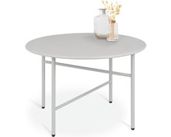 bomoe Finn – Ronde Bijzettafel Metaal Licht Grijs – Ø 53 cm Tafelblad Krasbestendig – Stabiel, Lichtgewicht Salontafel – Binnen & Buiten