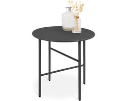 bomoe Finn – Ronde Bijzettafel Metaal Zwart – Ø 44 cm Tafelblad Krasbestendig – Stabiel, Lichtgewicht Salontafel – Binnen & Buiten