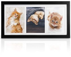 bomoe fotolijst collage - fotokader collage voor 3 foto's 10x15cm - zwart fotolijst hout kunststof glas & passe-partout voor fotocollageen - Galeria