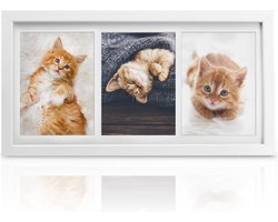 bomoe fotolijst collage - fotokader collage voor 3 foto's 13x18cm - wit fotolijst hout kunststof glas & passe-partout voor fotocollageen - Galeria