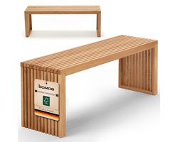 bomoe Houten Bank 120 cm Eiken Massief FSC® Geolied Zitbank Hout Latten Bankje voor Hal Gang Keuken Eetkamer Badkamer tot 250 kg – Eichberg 120x33x43 cm