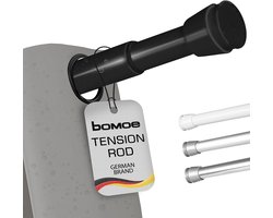 bomoe Neptun – Douchegordijnstang Zonder Boren 70-120cm – Traploos Uitschuifbaar Gordijnroede Antislip – Aluminium Telescoopstang – Kledingstang Zwart