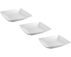 BonBistro Diepe Borden / Pastaborden Yong Squito 22 x 22 cm - Wit - 3 stuks