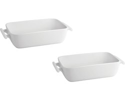 BonBistro Ovenschaal Yong Squito - Rechthoekige Gratinvorm - Baking Dish - Porselein Wit - Vaatwasserbestendig Magnetronbestendig - 19 x 12 x 6 cm / 720 ml / 2 Stuks