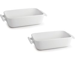 BonBistro Ovenschaal Yong Squito - Wit - 20 x 14 x 6 cm / 1.1 Liter - 2 stuks