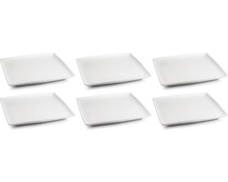 BonBistro Petitfour Bordje Yong Squito - Gebaksbordje - Vierkant Dessert Plate - Porselein Wit - Vaatwasserbestendig - 10 x 10 cm, 6 Stuks