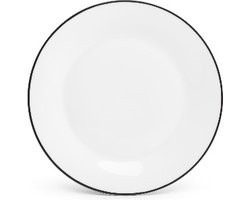 BonBistro Plat bord 20cm black rim Basic White (Set van 6)