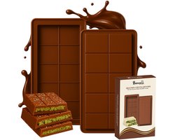 Boncy® Chocolade Mal - Geschikt voor Maken van Gevulde Dubai Reep Chocoladereep Koek of Bonbon - Siliconen Chocoladevorm Mold - Mallen Bonbonvorm Vorm - Chocolademal Callets Vormen - Grote Vierkanten