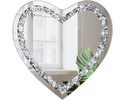 Boncy® Hart Spiegel met Diamanten 30x30cm - Wandspiegel - Hartvorm Spiegels - Wandspiegels wand rond