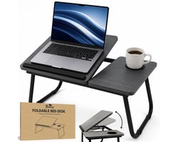 Boncy® Luxe Bedtafel - Verstelbare Laptoptafel Incl. Bekerhouder - Schoottafel - Bank Tafeltje Inklapbaar - Ontbijttafeltje voor op Bed - Ontbijttafel Verstelbaar
