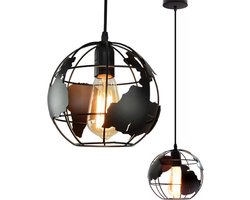 Boncy® Luxe Hanglamp Industrieel - Wereldbol Zwart - Hanglampen voor Plafond van Eetkamer Woonkamer Slaapkamer of Kinderkamer - Industriele Plafondlamp Hang Lamp Plafondlampen