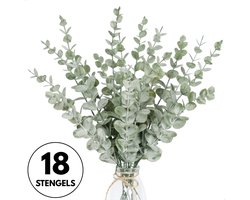 Boncy® Premium Kunstplant - 18 Stuks van 38 cm - Kunstplanten - Nep planten voor Binnen en Buiten - Kamer Decoratie - Nepplanten Eucalyptus Kunst plant Boompje - Kunstbloemen