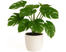 Boncy® Premium Kunstplant in pot - 25 cm Monstera Kunst plant - Nep planten voor Binnen en Buiten - Kamer Decoratie - Nepplanten Kunstplanten Boompje - Kunstbloemen