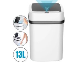 Boncy® Premium Prullenbak met Sensor - Pedaalemmer Afvalbakje met Deksel - 13 Liter Afvalbak Badkamer, WC, Kamer of Aanrecht - Mini Pedaalemmers Vuilnisbak met 4 open-opties - Prullenbakken Vuilbak Toilet Prullenmand