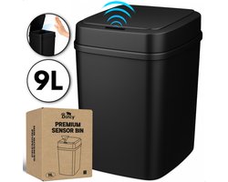 Boncy® Premium Prullenbak met Sensor - Zwart Pedaalemmer Afvalbakje met Deksel - 9 Liter Afvalbak Badkamer, WC, Kamer of Aanrecht - Mini Pedaalemmers Vuilnisbak - Prullenbakken Vuilbak Toilet Prullenmand