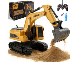 Boncy® RC Graafmachine Speelgoed - Bestuurbare Graafmachine voor Kinderen & Zandbak - Vrachtwagen Voertuigen Afstandbestuurbaar - Tractor Buitenspeelgoed - Bestuurbaar Kraan Jongens Meisje - Afstandsbestuurbaar Elektrisch Robot Auto Afstandsbediening