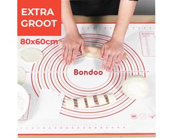 Bondoo Deegmat Extra groot 80x60cm - Silicone - Rood - inclusief Deegschraper