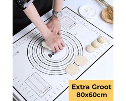 Bondoo Deegmat Groot 80x60cm - Silicone - Zwart - inclusief Deegschraper