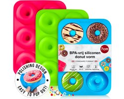 Bondoo Donut bakvorm - set van 3 - donut maker - donutvorm - donut uitsteekvorm - donut uitsteker - donutvorm siliconen - geschikt voor in de oven