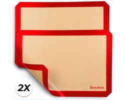 Bondoo Siliconen Bakmat 40x30cm 2 stuks - Deegmat - Ovenmat - Hittebestendige mat - Bakpapier herbruikbaar - Hittebestendig tot 250 graden - Antikleef - Anti slip - Bakpapier alternatief - Rood
