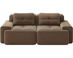 Boneloze modulaire bank, moderne woonkamerbank met lage zit, comfortabele katoenen fluwelen wolkbank, tweezits kleinbank, slaapbank, bruin