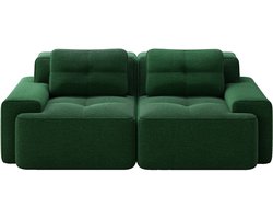 Boneloze modulaire bank, moderne woonkamerbank met lage zit, comfortabele katoenen fluwelen wolkbank, tweezits kleinbank, slaapbank, groen