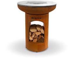 BonFeu BonBiza Open Corten - Barbecue Plancha - 6 mm dikke bakplaat - 80x80x100 cm