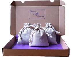 Bonheur de Provence© - 3 geurzakjes linnen met biologische lavendel - 25 gram per zakje - in luxe verpakking - geurzakje kledingkast