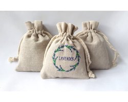 Bonheur de Provence© - lavendel geurzakjes - 3 linnen zakjes gevuld met Biologische lavendel uit de Provence - 15 gram gedroogde lavendel per zakje - geurzakjes linnenkast