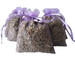 Bonheur de Provence© - Lavendel geurzakjes met Biologische lavendel - 5 x 12 gram heerlijk geurende zakjes - lavendelkleur - lila - cadeau - geurzakjes kledingkast