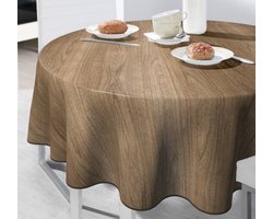 Bonita Tafelzeil - 160 cm Rond - 21X/03 - Hout Design - Bruin - Donker eiken - PVC - Afwasbaar - Beschermrand - Extra sterk